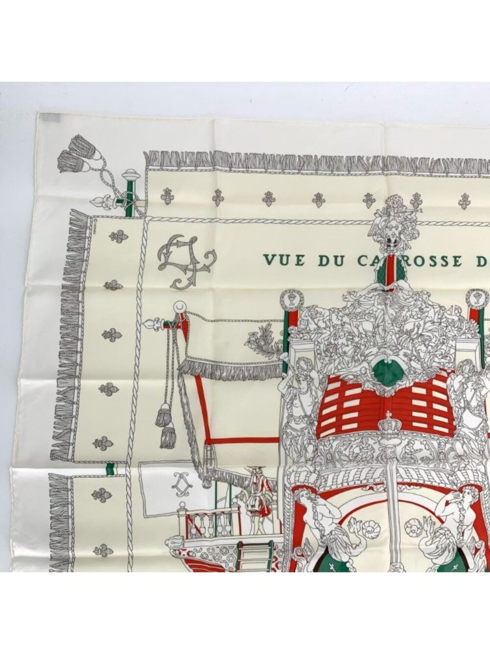 Hermes Carre 90 Vue du Carrosse de la Galere la Reale Queen's Coronation White - Picture 2 of 7